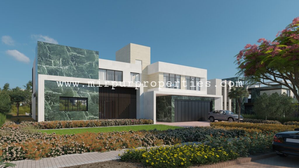 A 3D rendering of a modern house located in Islamabad, Pakistan.