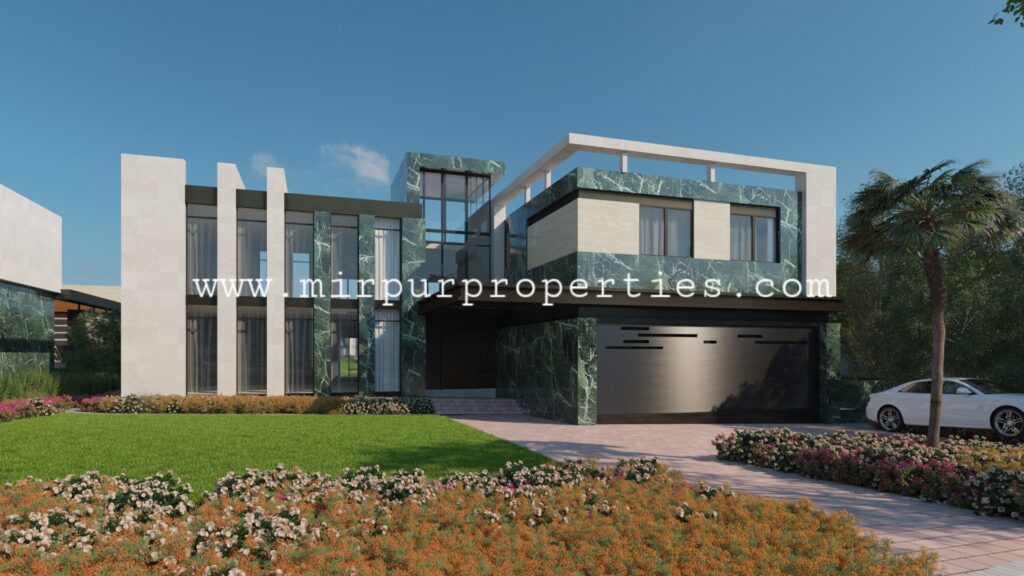 A 3D rendering of a modern house located in Islamabad, Pakistan.