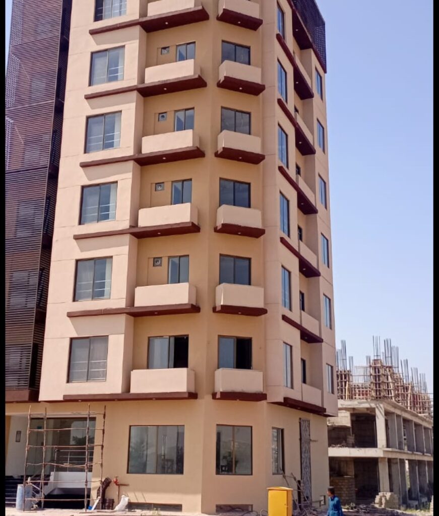 A building with balconies located in Bahria Town Phase 8, Rawalpindi, Pakistan.