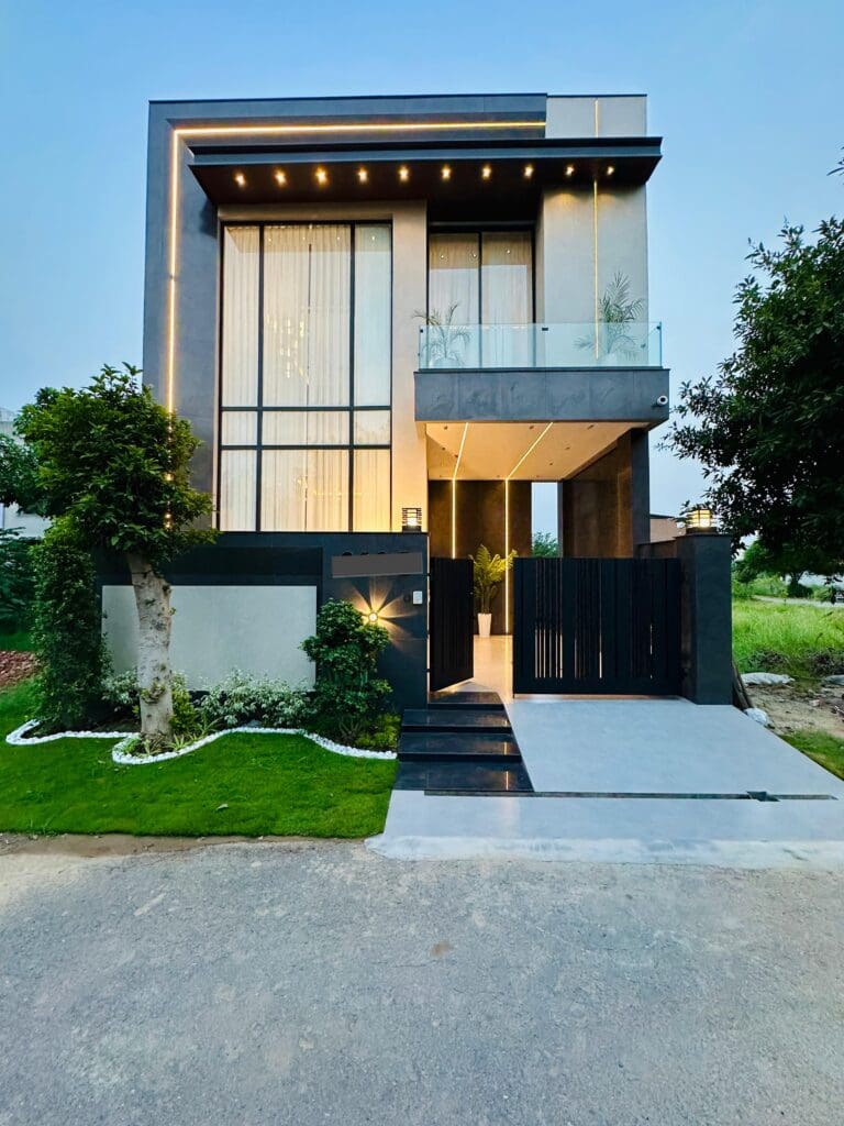 Modern house with stylish facade